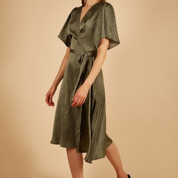 🦋LAST🦋 NWT FRNCH Ainoa Midi Wrap Dress, Size Large - Picture 6 of 6